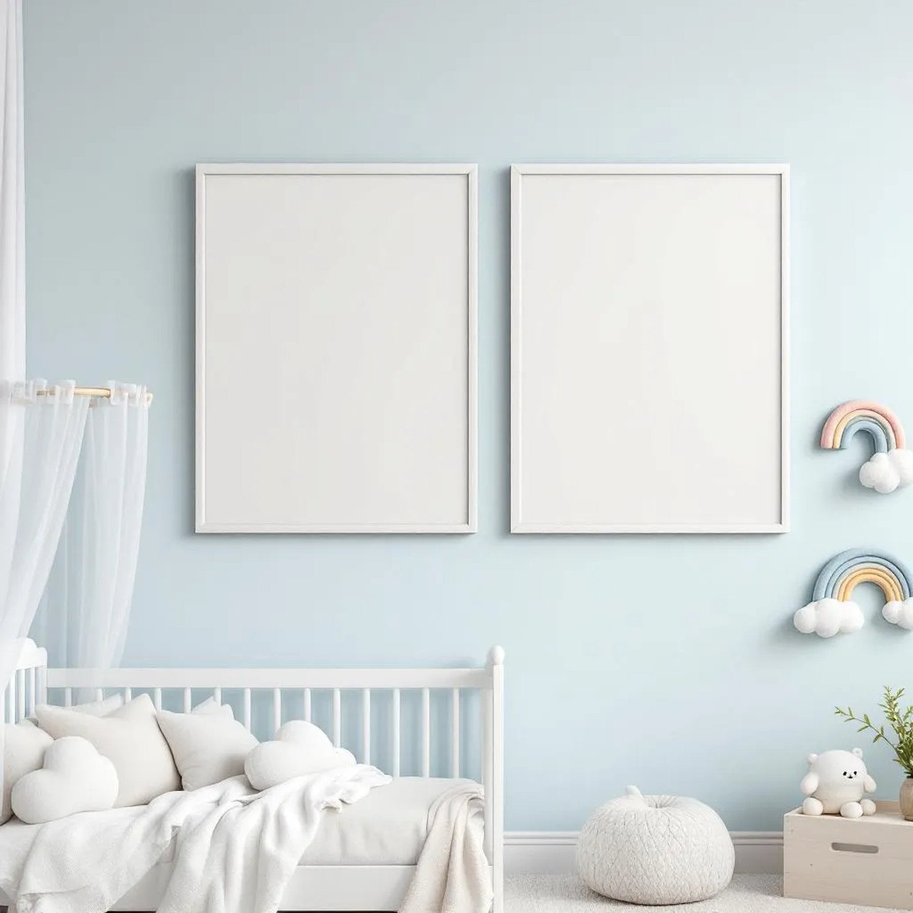 Nursery Frame Display Mockup — Plain Square Frame Portrait 4:5 — Elevated Angled View — #04667 | MockupBulk