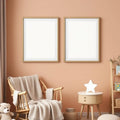 Nursery Lifestyle Frame Mockup — Plain Square Frame Portrait 2:3 — Elevated Angled View — #04668 | MockupBulk