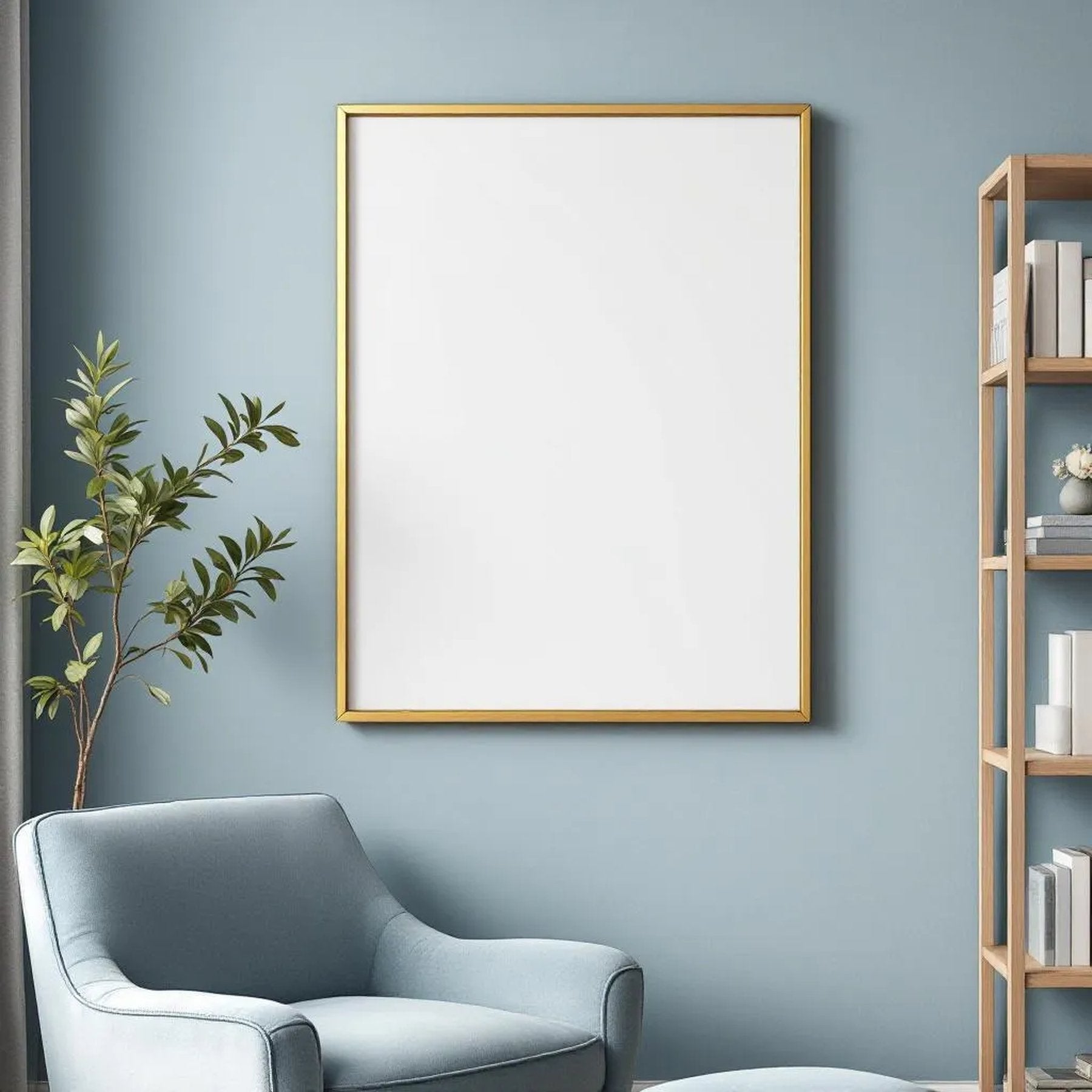 Reading Nook High-Res Frame Mockup — Plain Square Frame Portrait 2:3 — Elevated Angled View — #04790 | MockupBulk