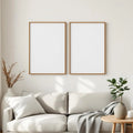 Scandinavian Editorial Room Mockup — Plain Square Frame Portrait 4:5 — Elevated Angled View — #04492 | MockupBulk