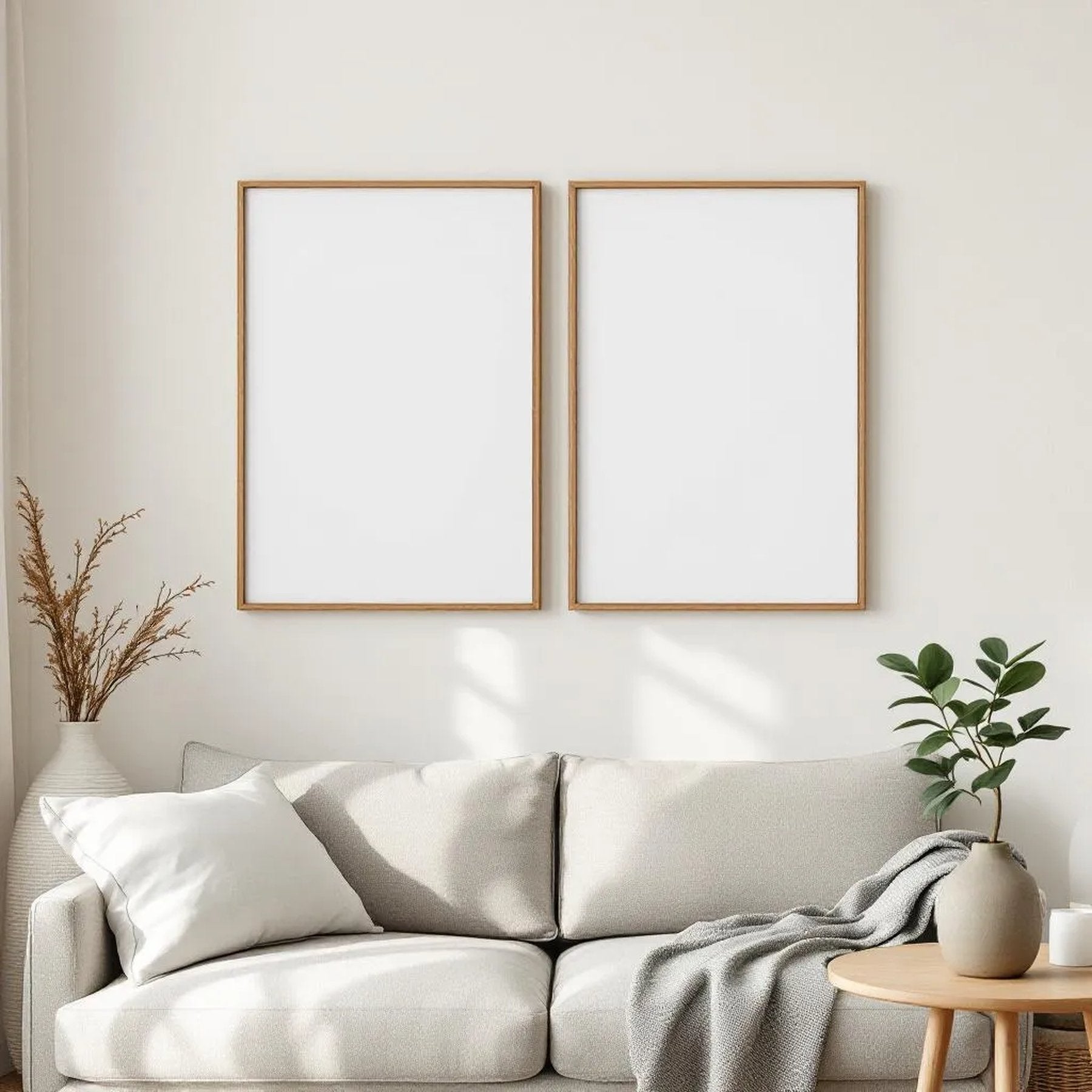 Scandinavian Editorial Room Mockup — Plain Square Frame Portrait 4:5 — Elevated Angled View — #04492 | MockupBulk