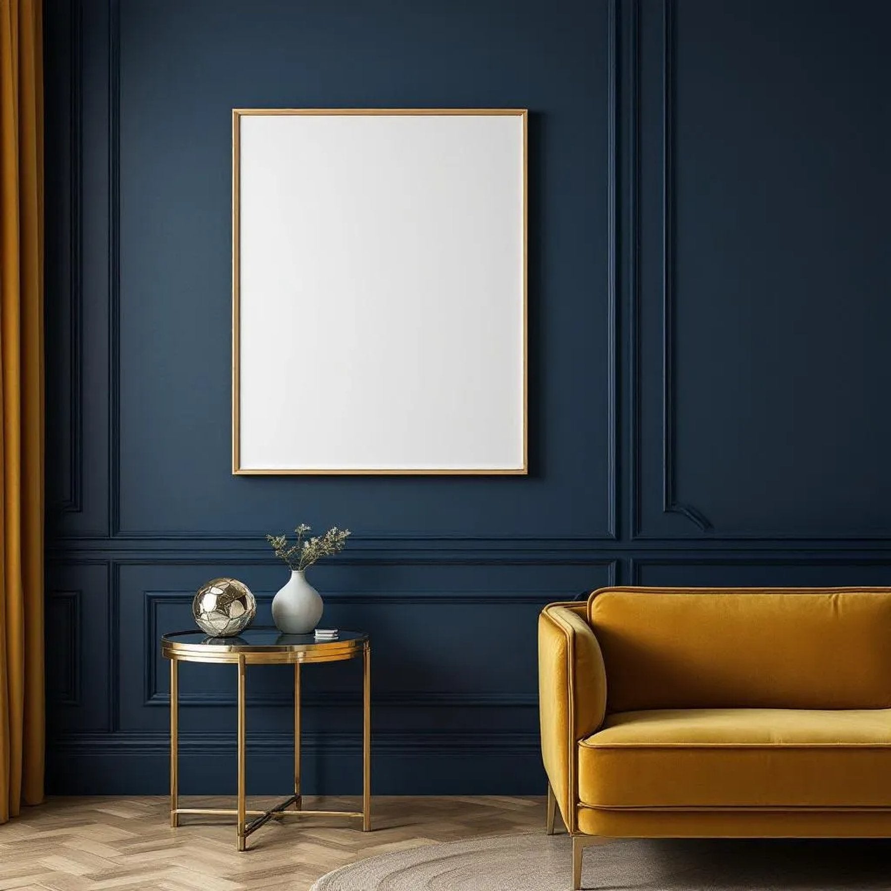 Art Deco Lifestyle Frame Mockup — Plain Square Frame Portrait 2:3 — Corner Perspective View — #04595 | MockupBulk