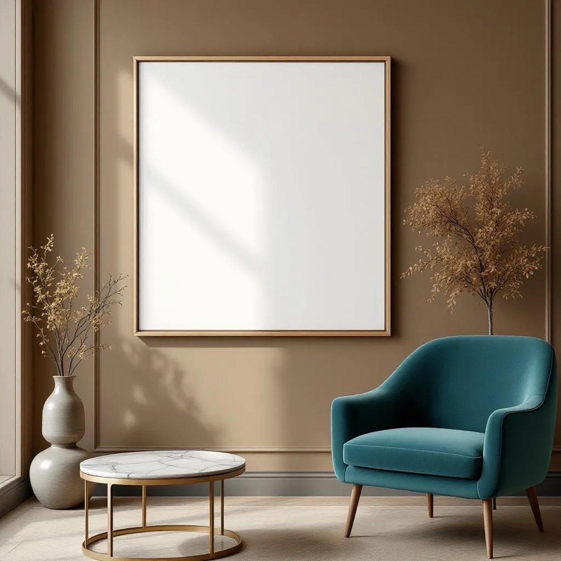 Art Deco High-Res Frame Mockup — Plain Square Frame Portrait 2:3 — Corner Perspective View — #04596 | MockupBulk