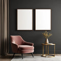 Art Deco Interior Frame Mockup — Plain Square Frame Portrait 5:7 — Corner Perspective View — #04597 | MockupBulk
