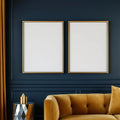 Art Deco High-Res Frame Mockup — Plain Square Frame A-Series (A4 / A3) — Corner Perspective View — #04598 | MockupBulk