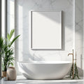 Spa Bathroom Wall Art Mockup — Plain Square Frame Portrait 5:7 — Corner Perspective View — #04819 | MockupBulk