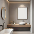 Spa Bathroom Professional Frame Mockup — Plain Square Frame Portrait 2:3 — Corner Perspective View — #04820 | MockupBulk