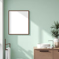 Spa Bathroom Wall Art Mockup — Plain Square Frame Landscape 11x14 — Corner Perspective View — #04821 | MockupBulk