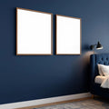 Dark Bedroom High-Res Frame Mockup — Plain Square Frame Landscape 11x14 — Corner Perspective View — #04573 | MockupBulk
