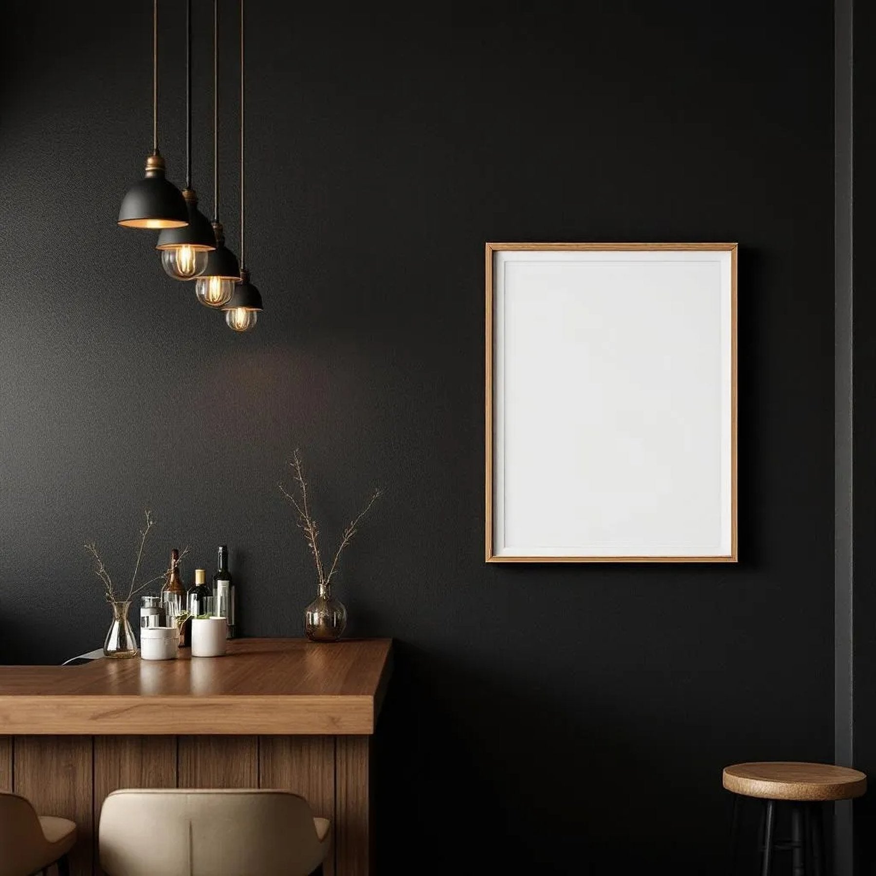 Cafe & Bar Professional Frame Mockup — Plain Square Frame Landscape 3:4 — Corner Perspective View — #04844 | MockupBulk