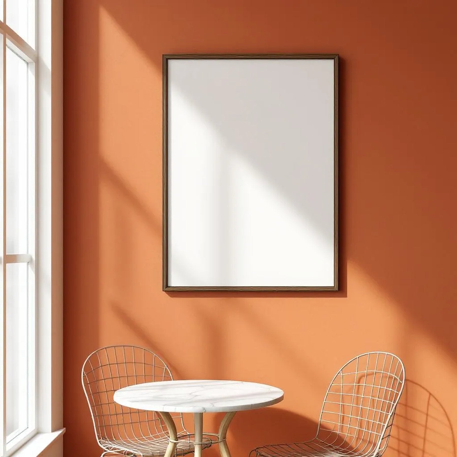 Cafe & Bar Editorial Room Mockup — Plain Square Frame Portrait 2:3 — Corner Perspective View — #04845 | MockupBulk