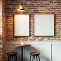 Cafe & Bar Room Scene Mockup — Plain Square Frame Portrait 2:3 — Corner Perspective View — #04846 | MockupBulk