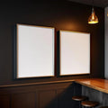 Cafe & Bar Professional Frame Mockup — Plain Square Frame Square 1:1 — Corner Perspective View — #04847 | MockupBulk