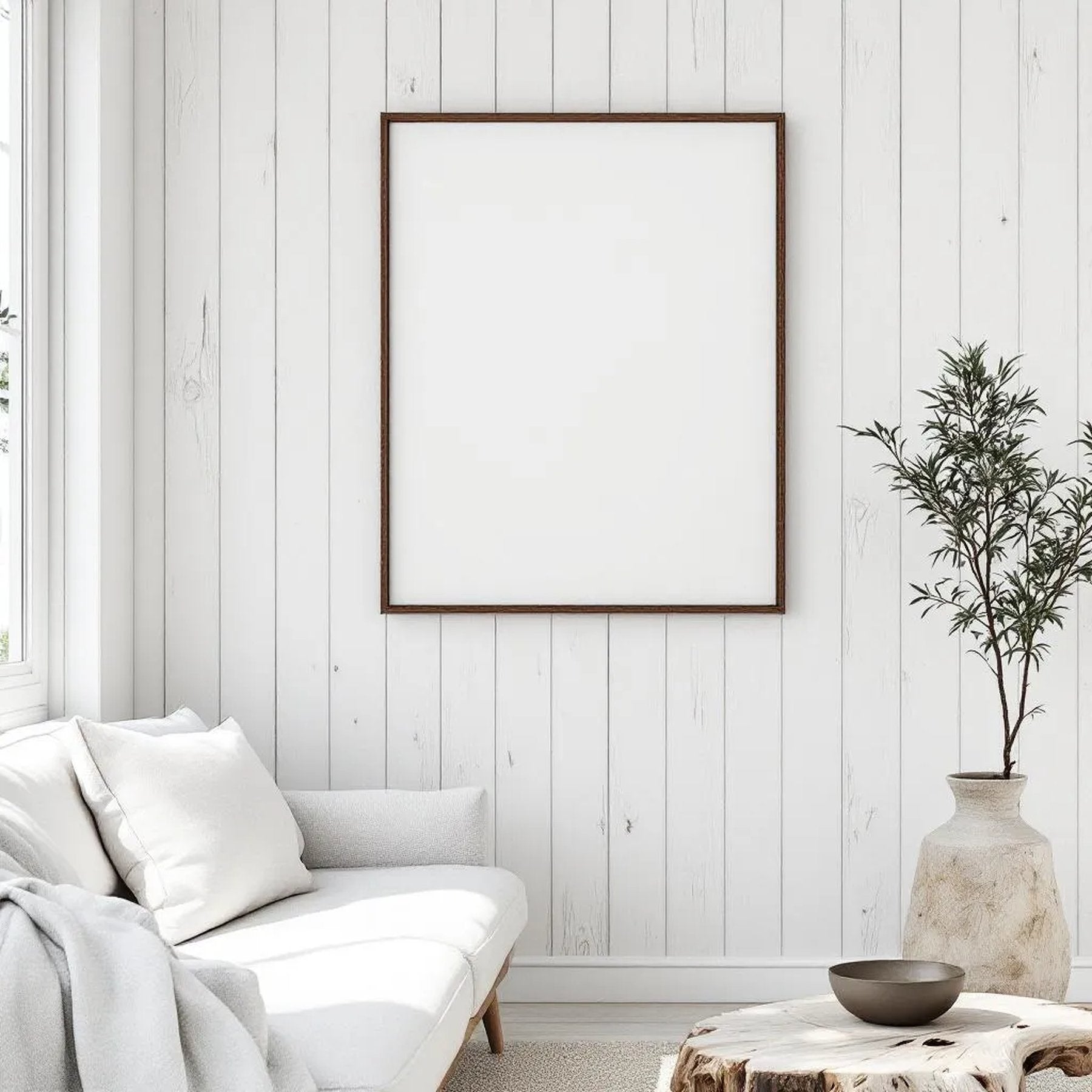 Coastal High-Res Frame Mockup — Plain Square Frame Portrait 2:3 — Corner Perspective View — #04645 | MockupBulk