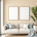 Coastal Lifestyle Frame Mockup — Plain Square Frame Portrait 2:3 — Corner Perspective View — #04647 | MockupBulk