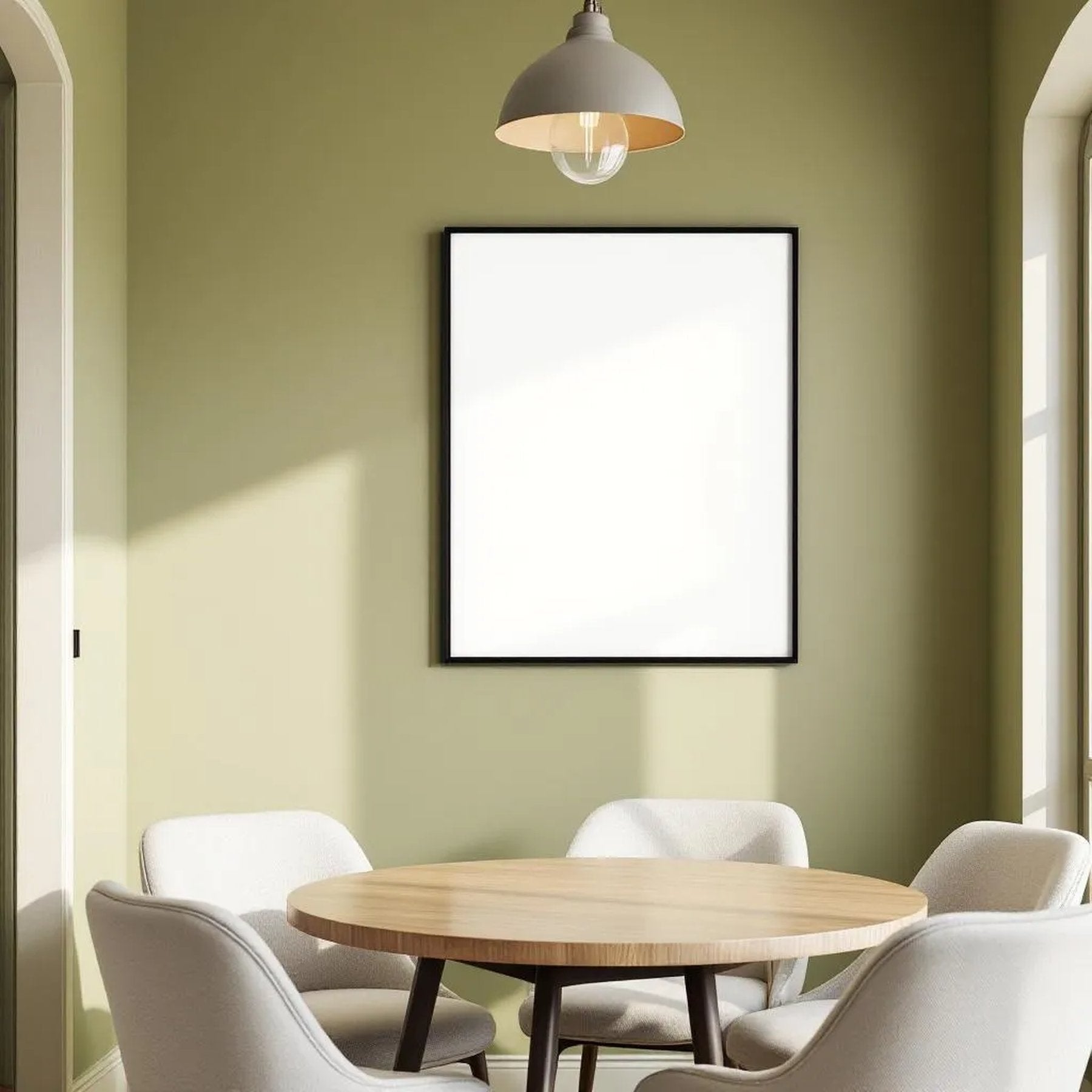 Dining Room Premium Interior Mockup — Plain Square Frame Portrait 2:3 — Corner Perspective View — #04769 | MockupBulk