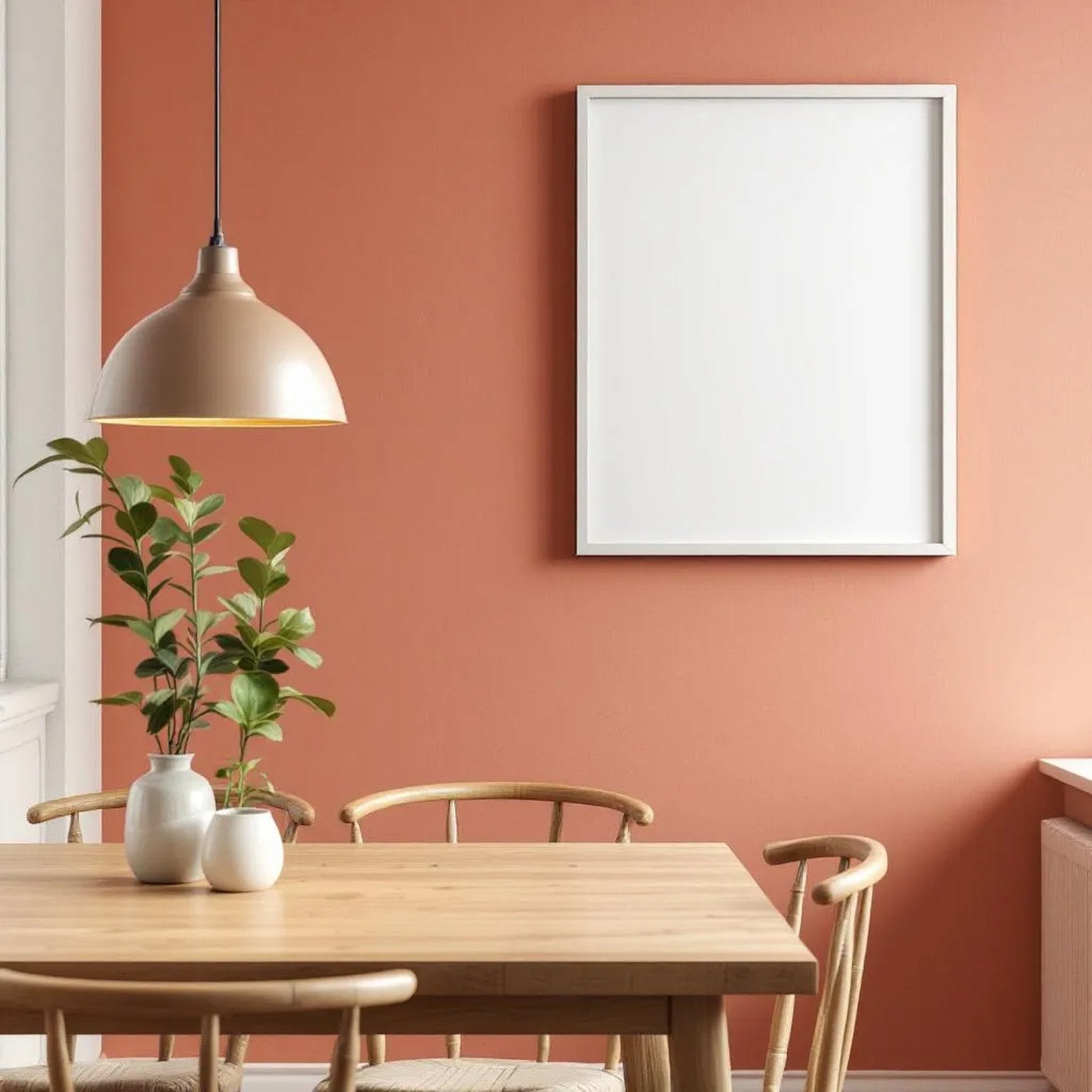 Dining Room Premium Interior Mockup — Plain Square Frame Portrait 5:7 — Corner Perspective View — #04771 | MockupBulk