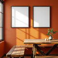 Dining Room Frame Display Mockup — Plain Square Frame Square 1:1 — Corner Perspective View — #04773 | MockupBulk