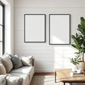 Farmhouse Editorial Room Mockup — Plain Square Frame Landscape 3:4 — Corner Perspective View — #04969 | MockupBulk