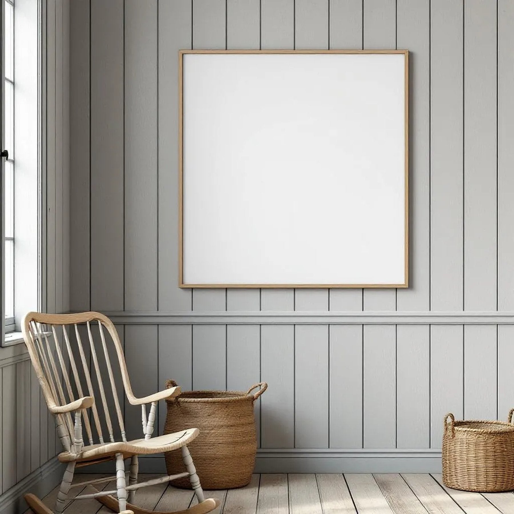 Farmhouse High-Res Frame Mockup — Plain Square Frame Portrait 2:3 — Corner Perspective View — #04971 | MockupBulk