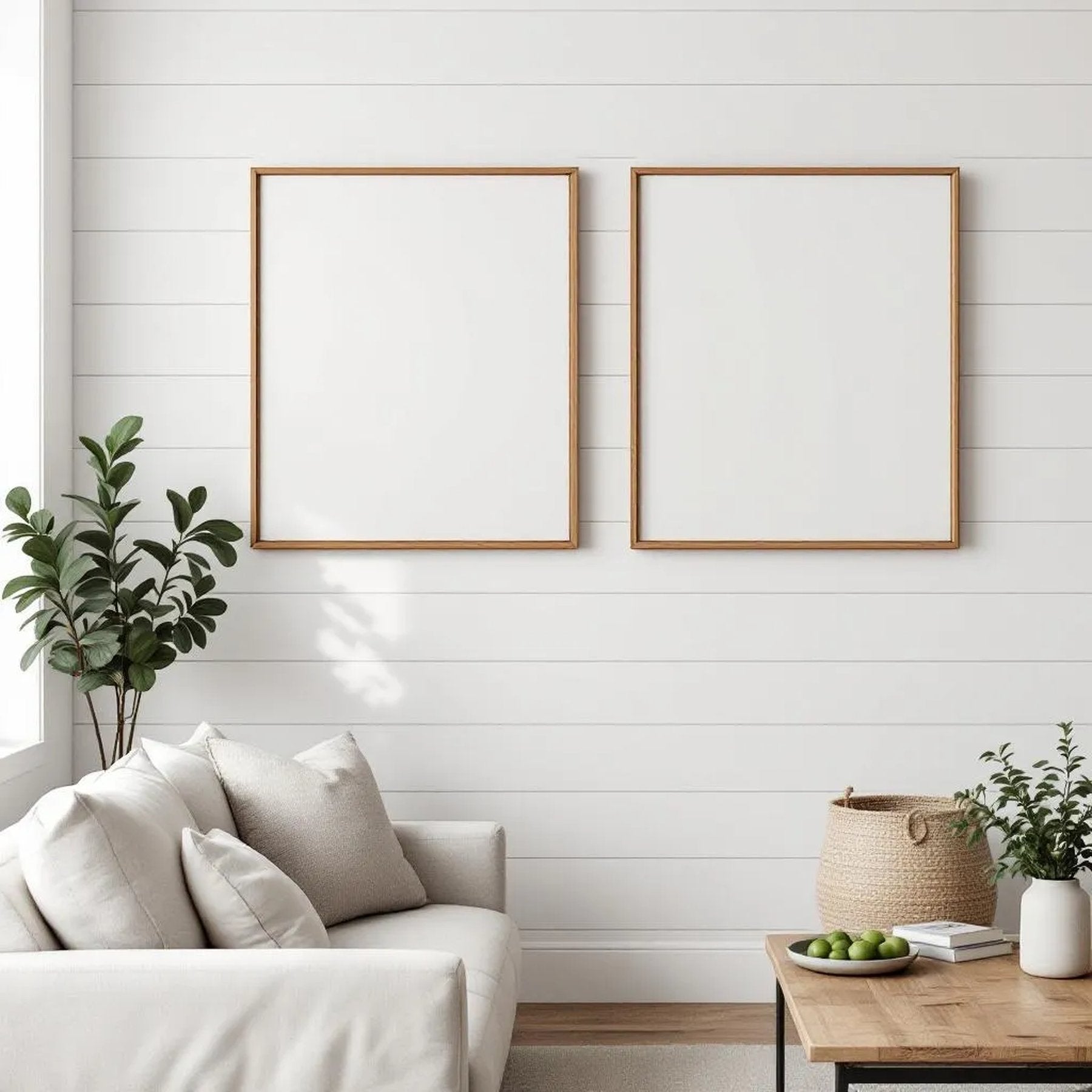 Farmhouse Interior Frame Mockup — Plain Square Frame Portrait 4:5 — Corner Perspective View — #04972 | MockupBulk