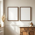 Farmhouse Room Scene Mockup — Plain Square Frame Square 1:1 — Corner Perspective View — #04973 | MockupBulk