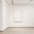 White Gallery Wall Frame Display Mockup — Plain Square Frame Square 1:1 — Corner Perspective View — #04619 | MockupBulk