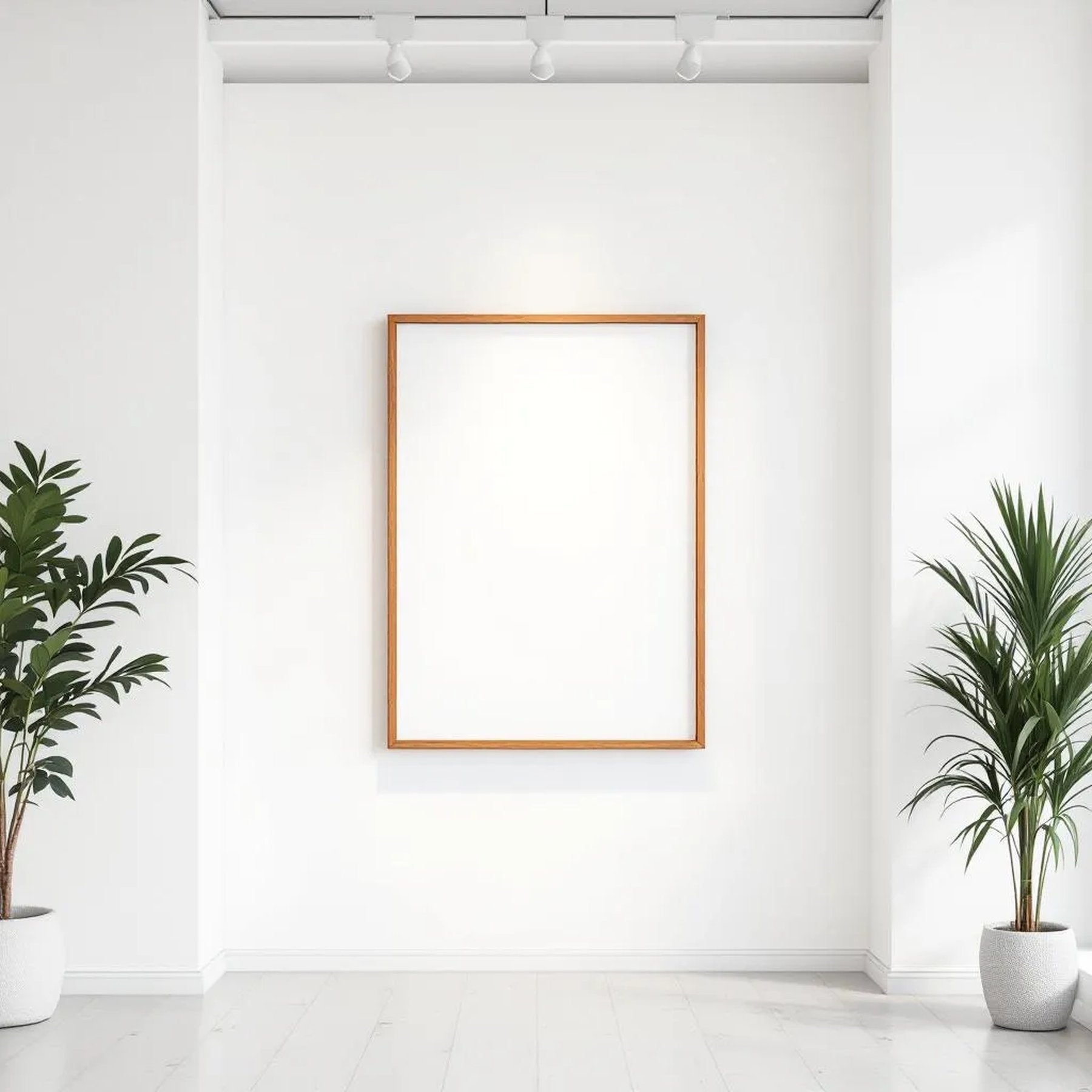 White Gallery Wall Professional Frame Mockup — Plain Square Frame Portrait 4:5 — Corner Perspective View — #04620 | MockupBulk