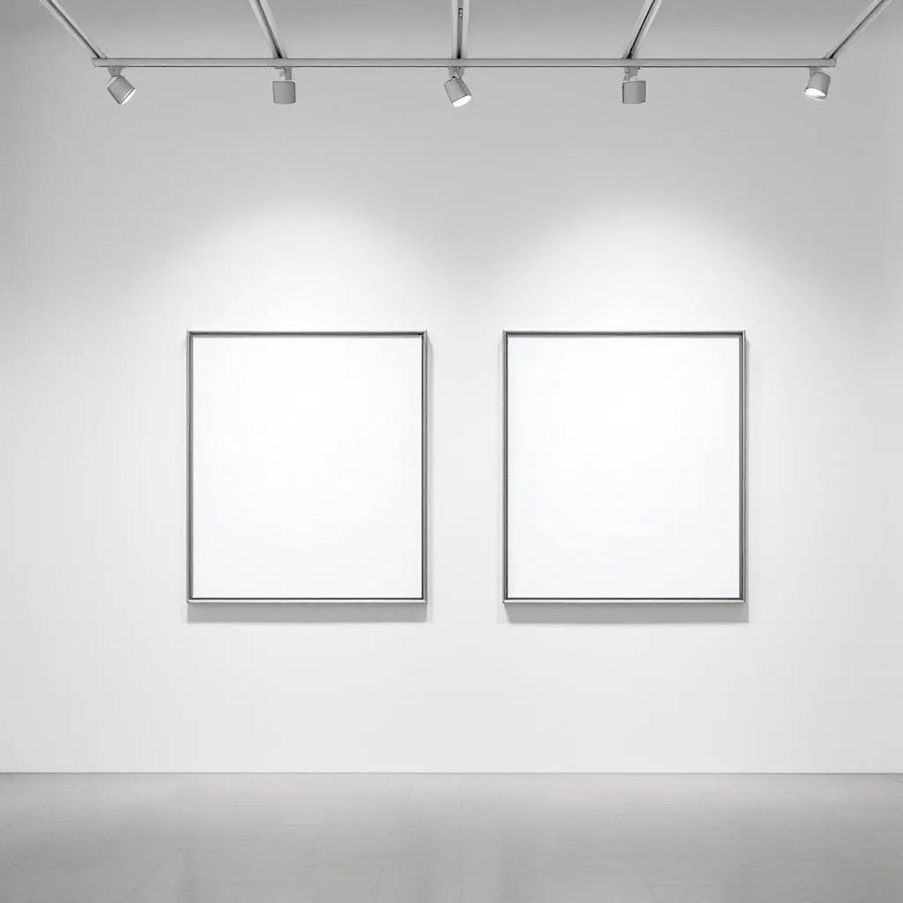 White Gallery Wall Wall Art Mockup — Plain Square Frame Square 1:1 — Corner Perspective View — #04623 | MockupBulk