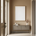 Hallway Wall Art Mockup — Plain Square Frame Portrait 2:3 — Corner Perspective View — #04744 | MockupBulk