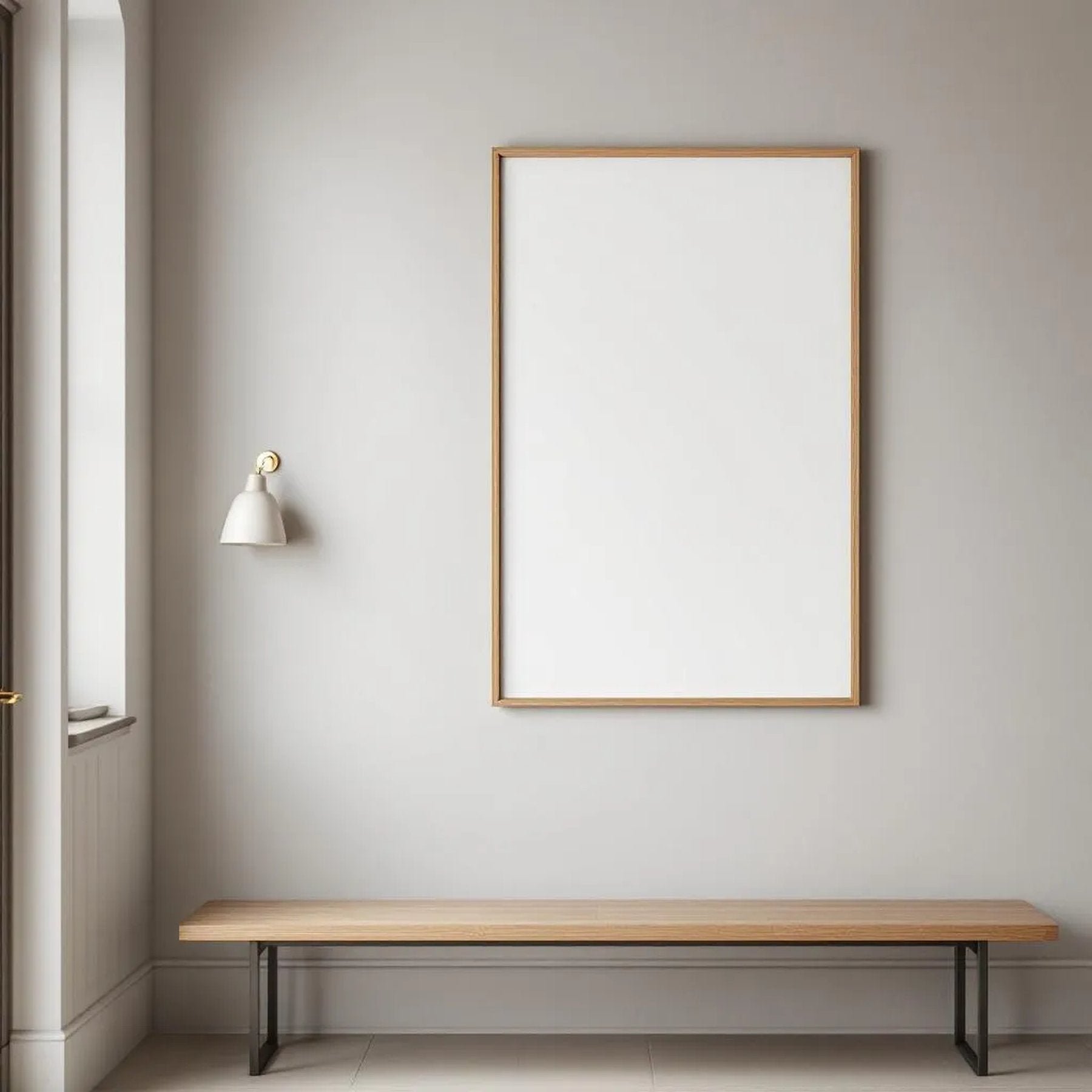 Hallway Styled Room Mockup — Plain Square Frame Portrait 2:3 — Corner Perspective View — #04748 | MockupBulk