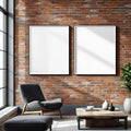 Industrial Loft Room Scene Mockup — Plain Square Frame Portrait 2:3 — Corner Perspective View — #04523 | MockupBulk