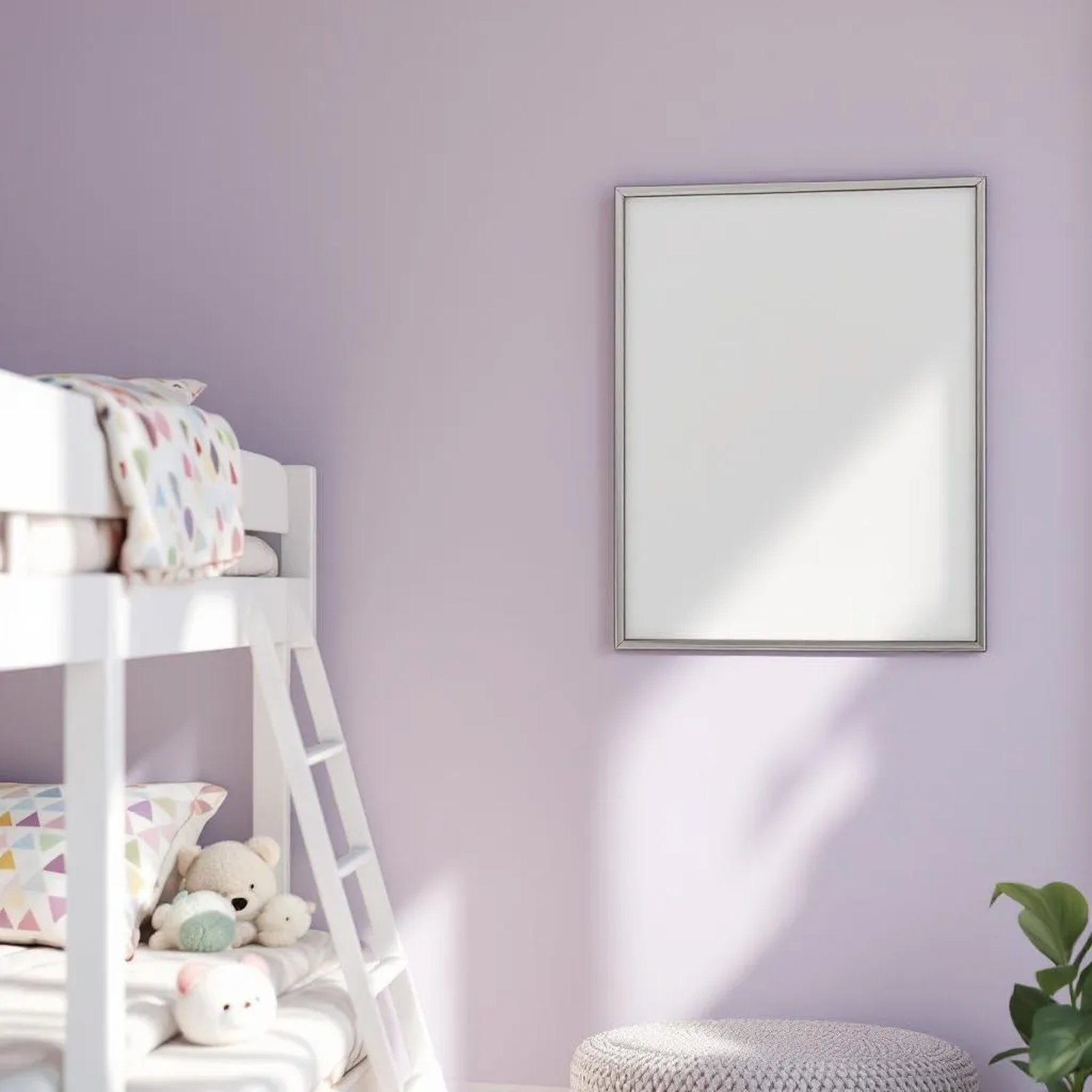 Kids Room Room Scene Mockup — Plain Square Frame Portrait 2:3 — Corner Perspective View — #04695 | MockupBulk