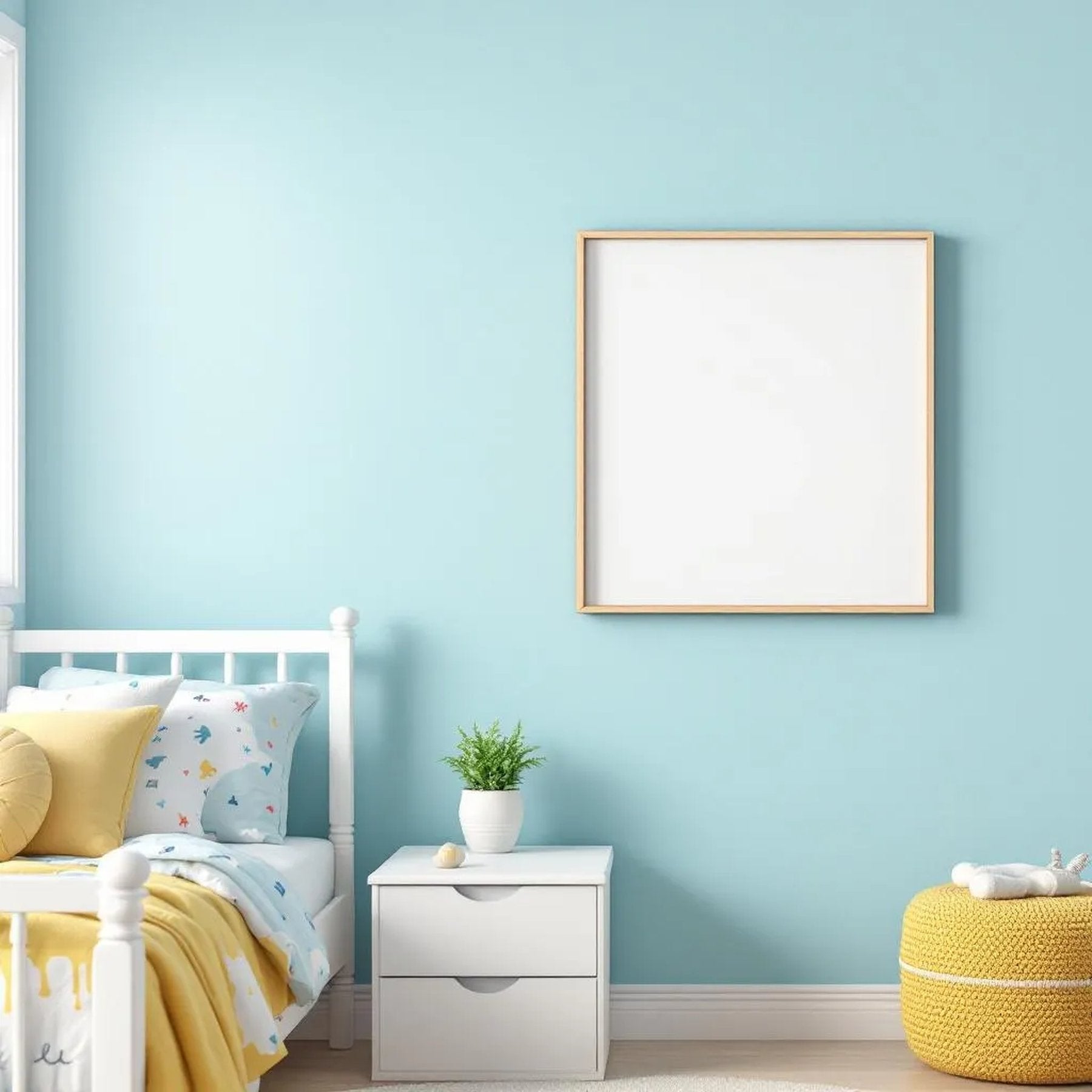 Kids Room Styled Room Mockup — Plain Square Frame Portrait 5:7 — Corner Perspective View — #04696 | MockupBulk