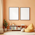 Kids Room Frame Display Mockup — Plain Square Frame Portrait 2:3 — Corner Perspective View — #04697 | MockupBulk