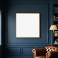Library & Study Room Scene Mockup — Plain Square Frame Square 1:1 — Corner Perspective View — #04870 | MockupBulk