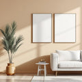 Minimalist White Styled Room Mockup — Plain Square Frame Portrait 2:3 — Corner Perspective View — #04471 | MockupBulk