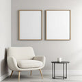 Minimalist White Styled Room Mockup — Plain Square Frame Portrait 2:3 — Corner Perspective View — #04472 | MockupBulk