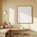 Modern Kitchen Editorial Room Mockup — Plain Square Frame Square 1:1 — Corner Perspective View — #04896 | MockupBulk