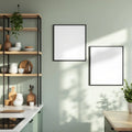 Modern Kitchen Premium Interior Mockup — Plain Square Frame Portrait 4:5 — Corner Perspective View — #04898 | MockupBulk
