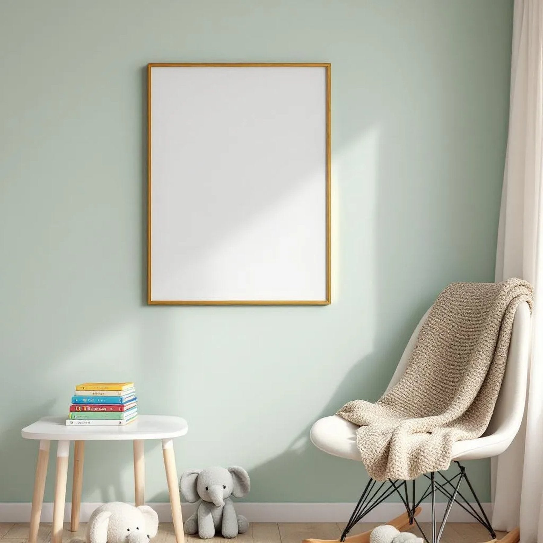 Nursery Professional Frame Mockup — Plain Square Frame Landscape 3:4 — Corner Perspective View — #04670 | MockupBulk