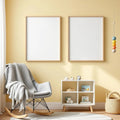 Nursery Wall Art Mockup — Plain Square Frame Portrait 2:3 — Corner Perspective View — #04672 | MockupBulk