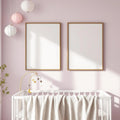 Nursery Styled Room Mockup — Plain Square Frame Portrait 2:3 — Corner Perspective View — #04673 | MockupBulk