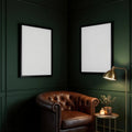 Reading Nook Styled Room Mockup — Plain Square Frame Portrait 2:3 — Corner Perspective View — #04794 | MockupBulk
