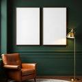 Reading Nook Editorial Room Mockup — Plain Square Frame Portrait 2:3 — Corner Perspective View — #04797 | MockupBulk