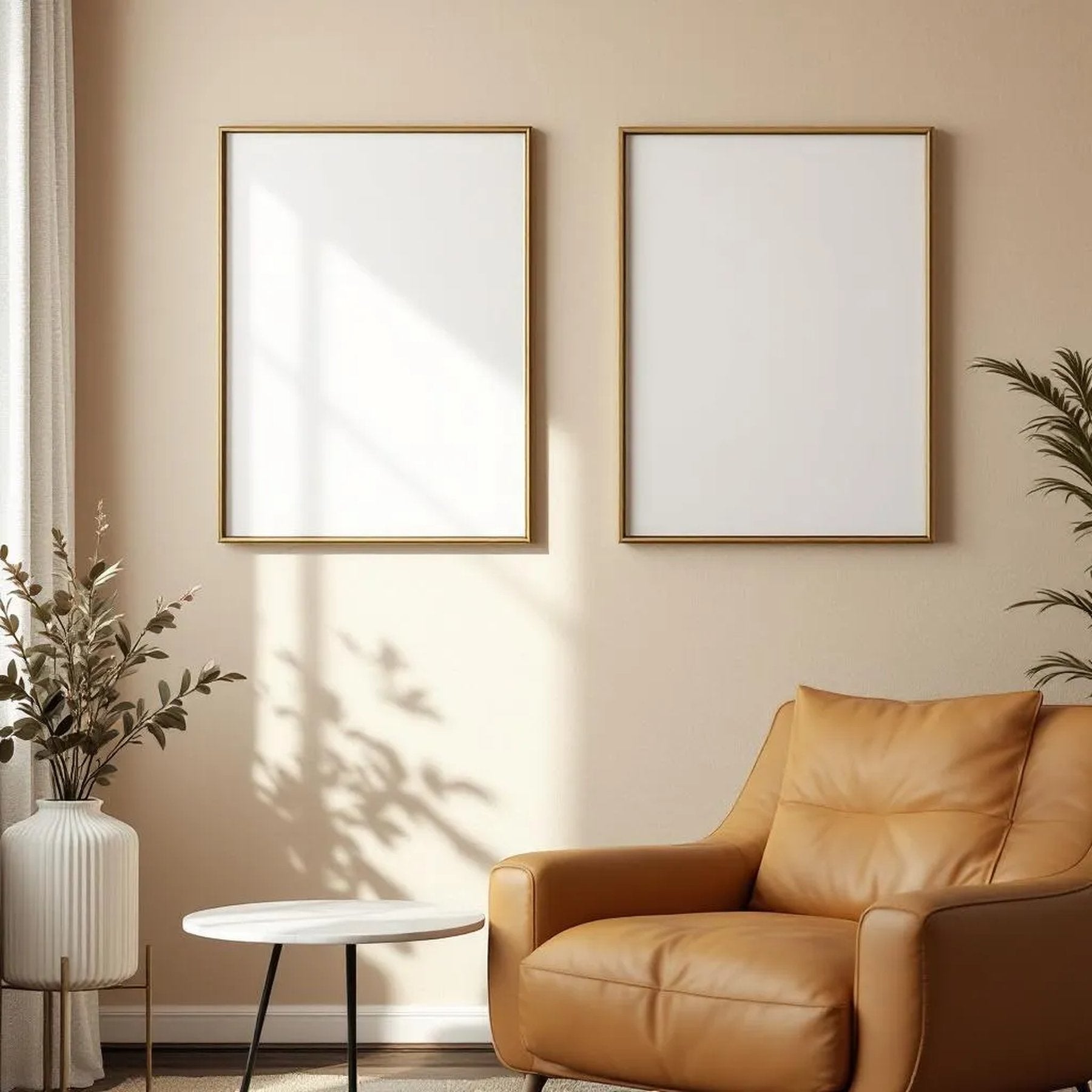 Scandinavian High-Res Frame Mockup — Plain Square Frame Portrait 2:3 — Corner Perspective View — #04494 | MockupBulk