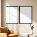 Scandinavian Styled Room Mockup — Plain Square Frame Portrait 2:3 — Corner Perspective View — #04497 | MockupBulk