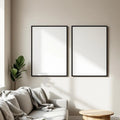 Scandinavian Room Scene Mockup — Plain Square Frame Portrait 2:3 — Corner Perspective View — #04498 | MockupBulk