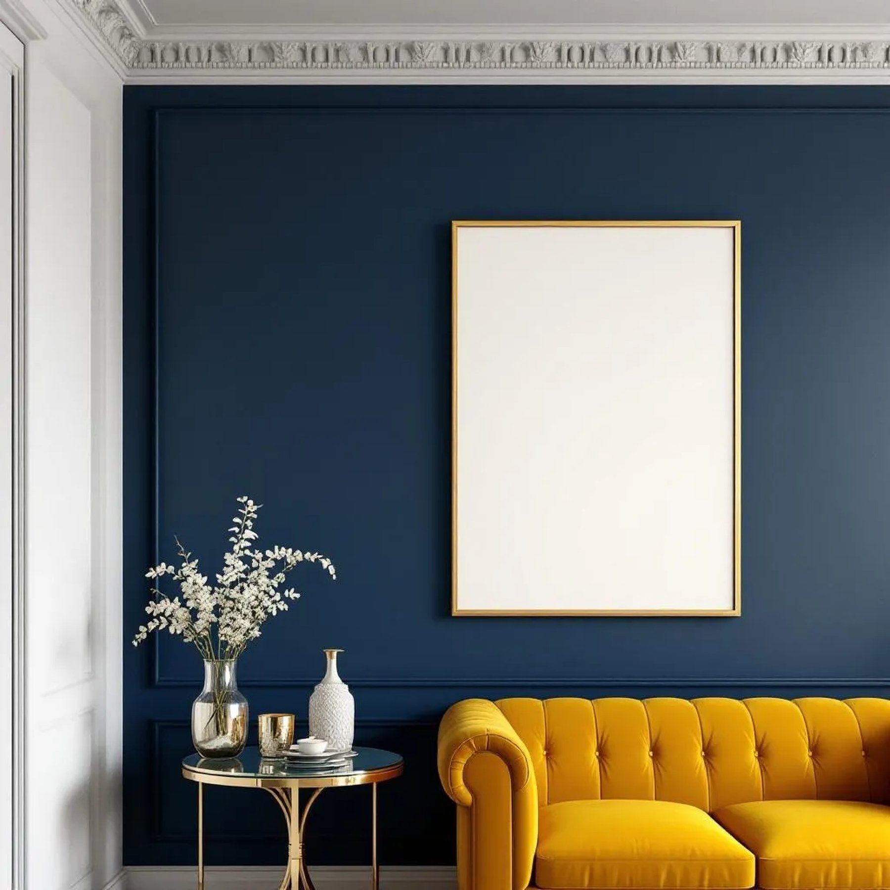 Art Deco High-Res Frame Mockup — Plain Square Frame Portrait 5:7 — Left-Angled Perspective — #04574 | MockupBulk