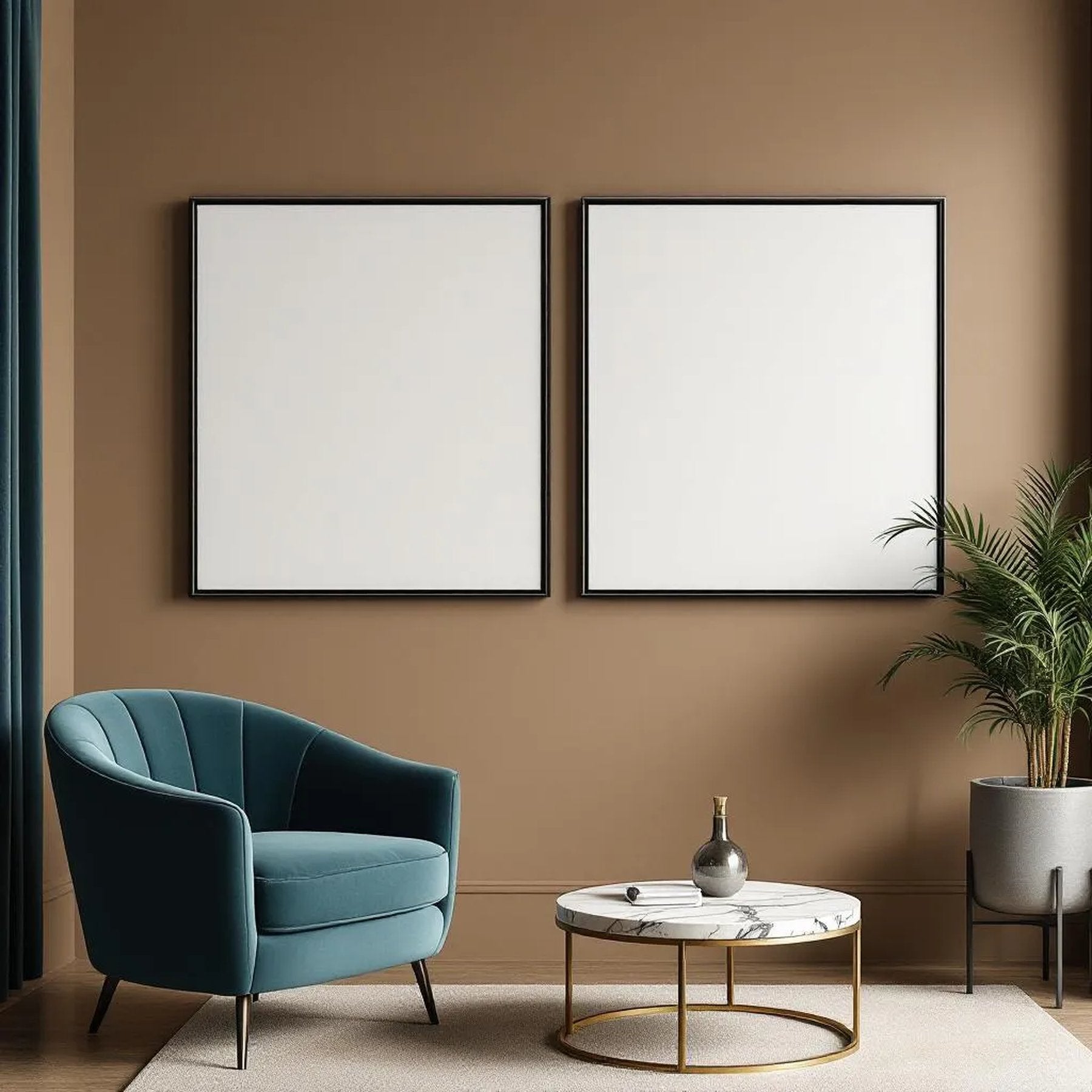Art Deco Professional Frame Mockup — Plain Square Frame Portrait 2:3 — Left-Angled Perspective — #04578 | MockupBulk